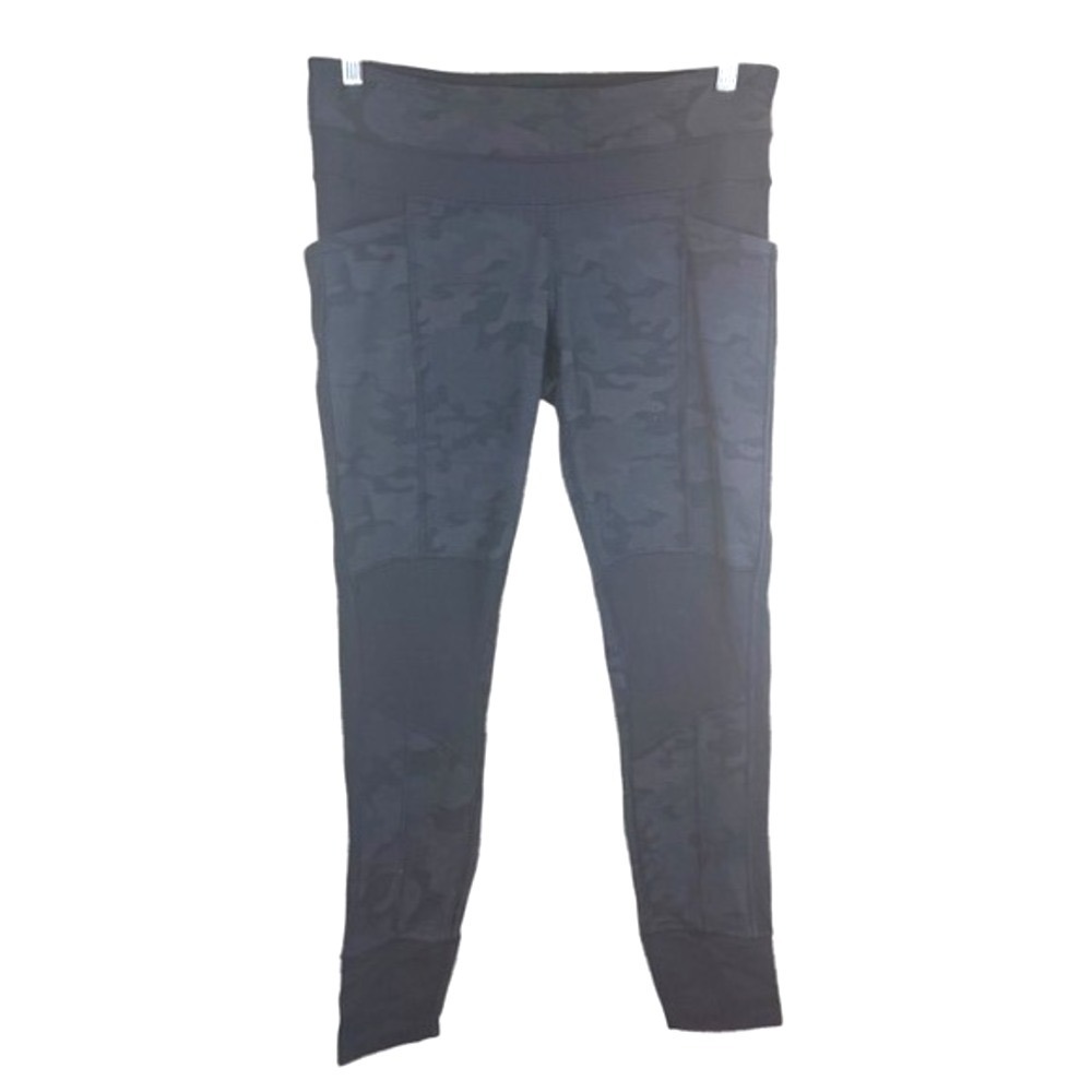 Lululemon Size 10 Sun Salutation Pant Jogger Camo Black Mesh‎ Activewear Pockets